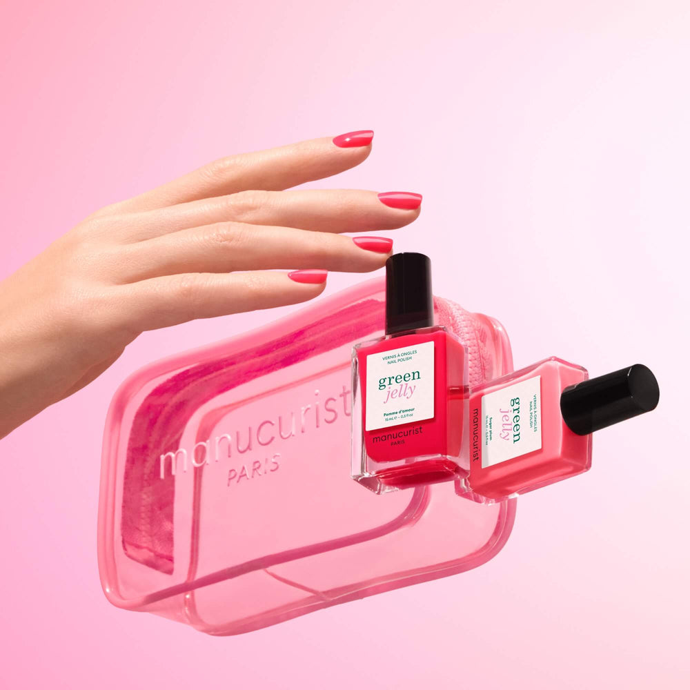 Manucurist Jelly Pouch mit Sugar Plum und Pomme d'Amour – sommerliches Nagellack-Set in transparenter Kosmetiktasche