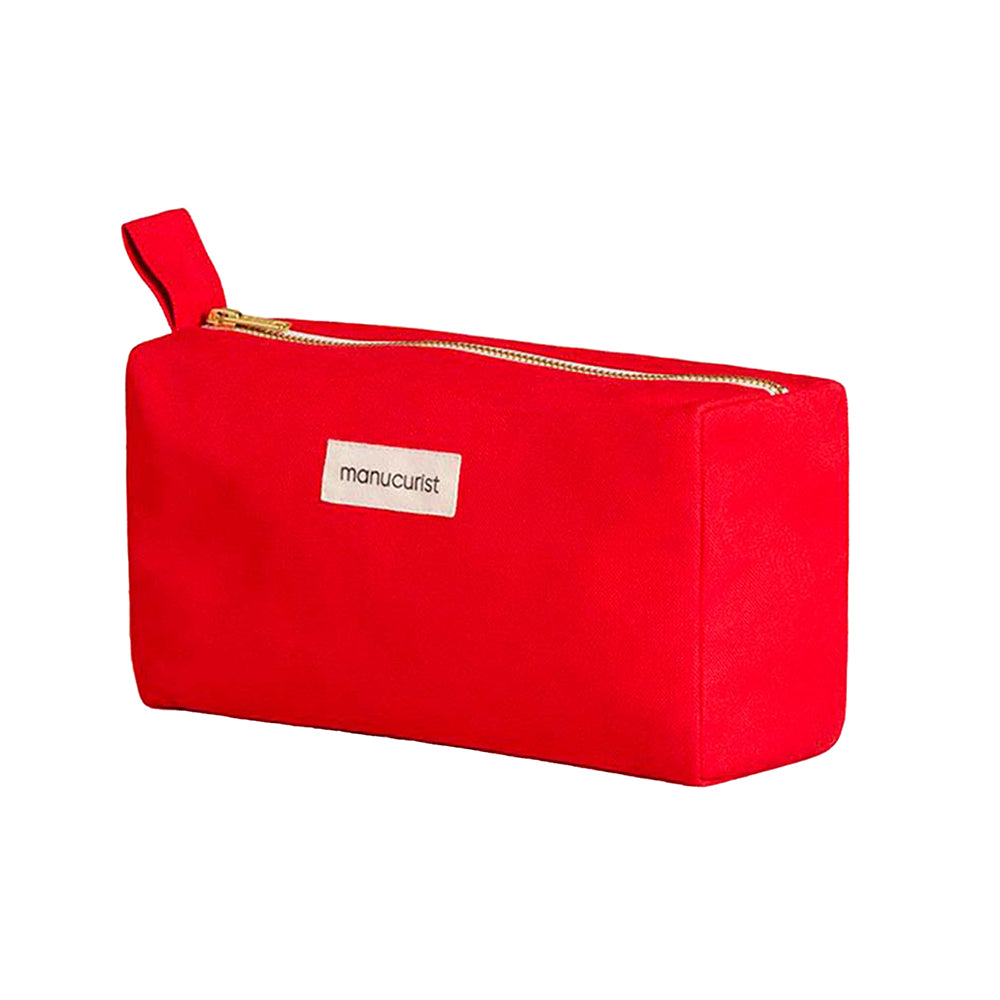 red pouch rote tasche baumwolle cotton manucurist bio baumwolle rosa innenfütterung goldener reisverschluss accessories