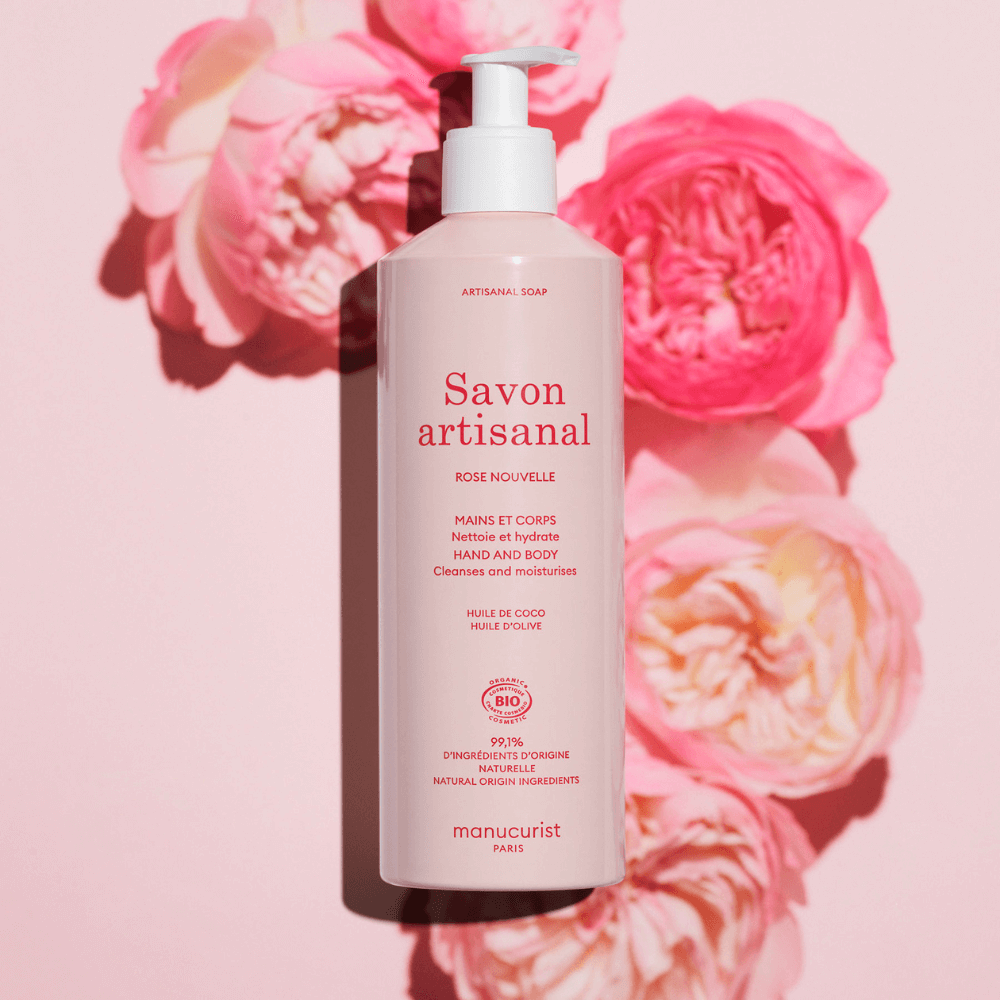 manucurist Seife Soap rose nouvelle zarter Duft hände und körper sanft kokosöl olivenöl savon artisanal hand & bodycare für Hände und Körper