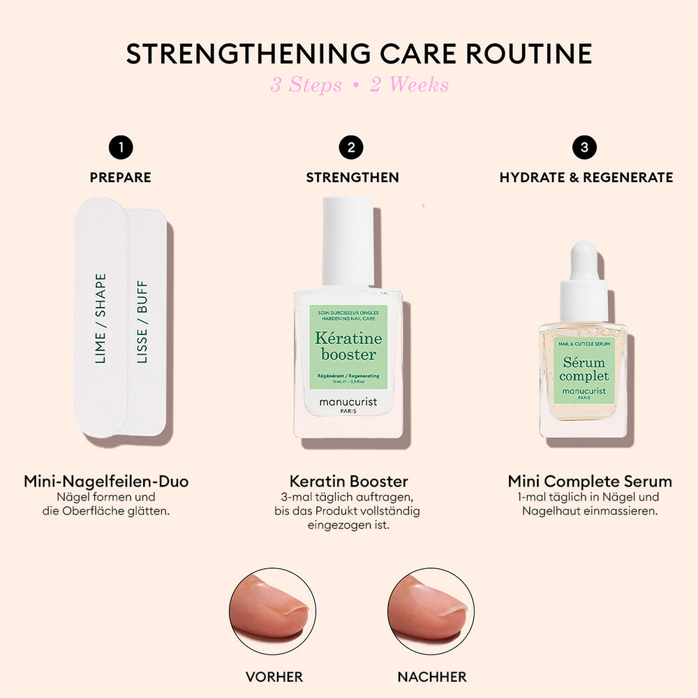 Manucurist Strengthening Treatment mit Nagelfeile, Keratin Booster und Sérum Complet