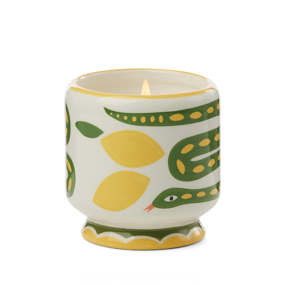 Paddywax Candle Wild Lemongrass. Handgegossene Duftkerze im Keramikgefäß mit frischem Zitrus- und Lemongrass-Duft, dekorative Designkerze für Wohnraum und Geschenkidee