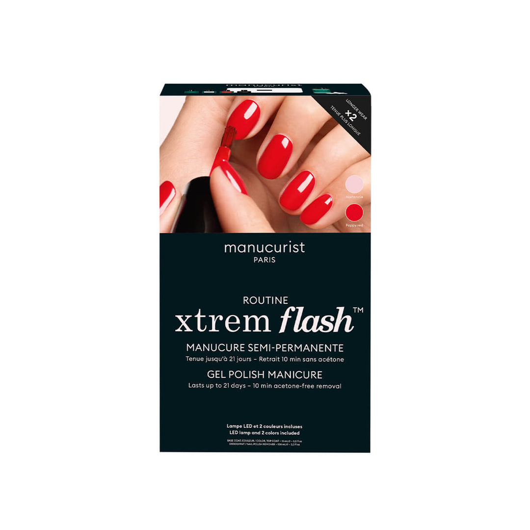 Manucurist Xtrem Flash Kit 36W Poppy Red und Hortencia mit Xtrem Flash Top Coat bis zu 21 Tage halt