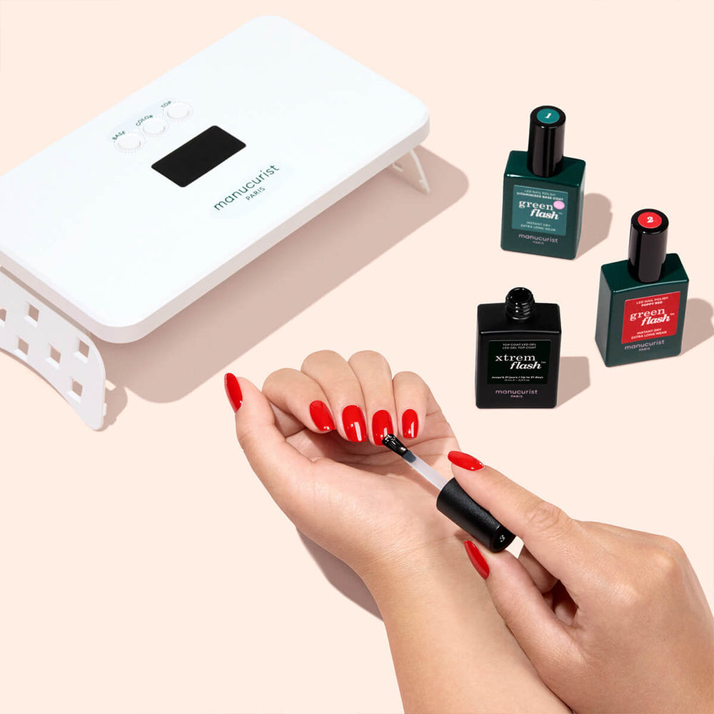 Manucurist Xtrem Flash Kit 36W Poppy Red und Hortencia mit Xtrem Flash Top Coat bis zu 21 Tage halt